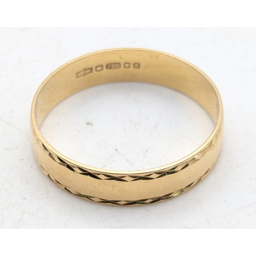 81 - An 18ct yellow gold wedding band, maker's marks LW, stamped 750, British hallmarks, size S, 2.4g Loc... 