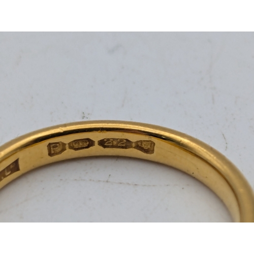 82 - A 22ct yellow gold wedding band stamped 22 with British hallmarks, maker's marks WWLd, 3.5g Location... 