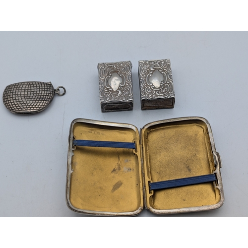 96 - A George V silver cigarette case having floral engraved decorated with gilt interior, hallmarked Bir... 