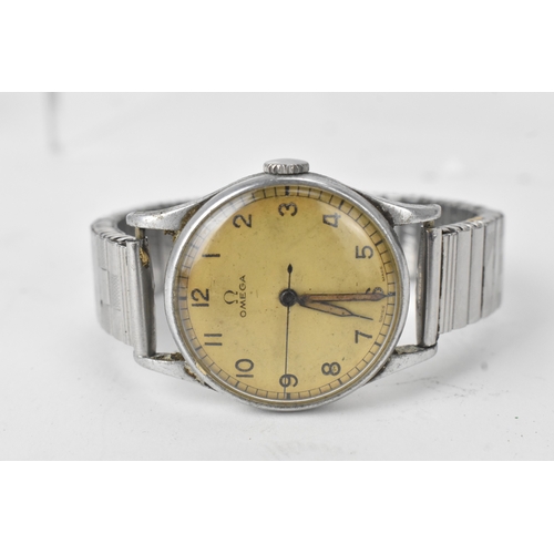 1 - An Omega military issue wristwatch, manual-wind, gents, stainless steel, circa 1939, the dial with A... 