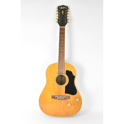 146 - A vintage 1966 Hofner 12 string acoustic guitar with electric plugin option and volume and tone cont... 