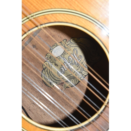 146 - A vintage 1966 Hofner 12 string acoustic guitar with electric plugin option and volume and tone cont... 