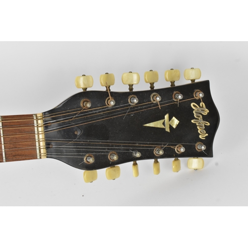 146 - A vintage 1966 Hofner 12 string acoustic guitar with electric plugin option and volume and tone cont... 