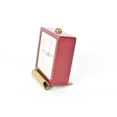 15 - An Art Deco Jaeger-LeCoultre desk/bedside 2 day alarm clock, the square cream dial with Arabic numer... 