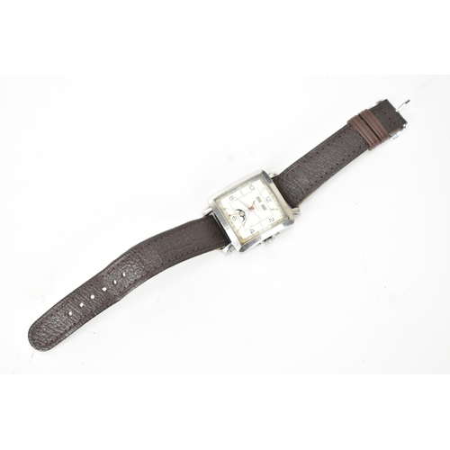 17 - A Ransom triple calendar moonphase automatic wristwatch, mid-20th century, the square stainless stee... 