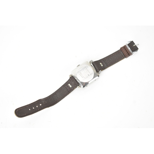 17 - A Ransom triple calendar moonphase automatic wristwatch, mid-20th century, the square stainless stee... 