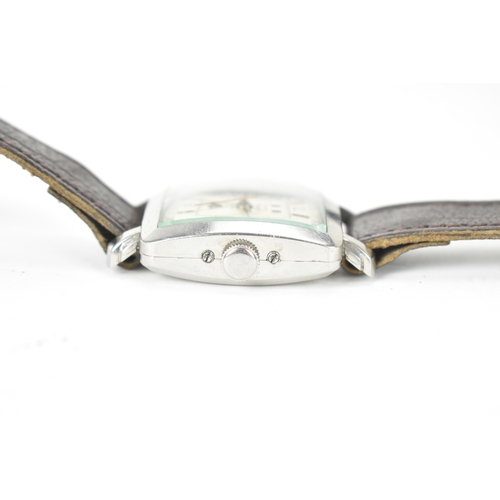 17 - A Ransom triple calendar moonphase automatic wristwatch, mid-20th century, the square stainless stee... 