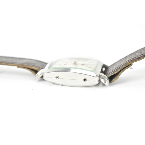 17 - A Ransom triple calendar moonphase automatic wristwatch, mid-20th century, the square stainless stee... 