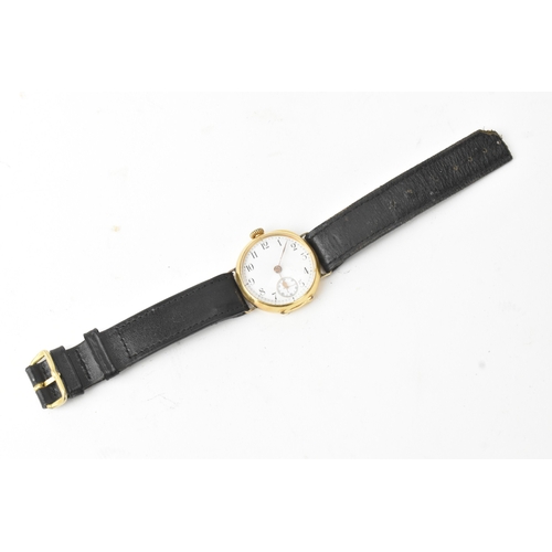 2 - An early 20th century 18ct gold, manual wind, converted ladies fob watch, the white enamel dial with... 