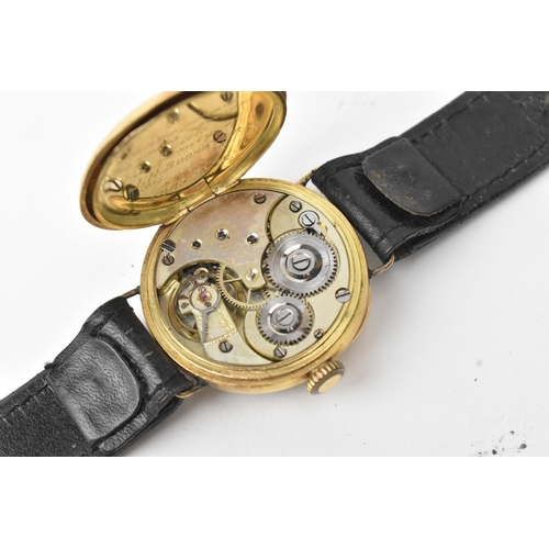 2 - An early 20th century 18ct gold, manual wind, converted ladies fob watch, the white enamel dial with... 