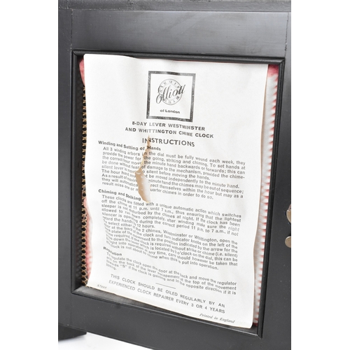 25 - An Elliott of London mantel clock, retailed by Harrods, London, mid-20th century, the ebonised case ... 