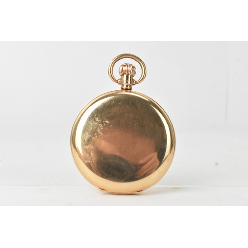 34 - A Waltham early 20th century 9ct gold full hunter pocket watch, the white enamel dial having Arabic ... 