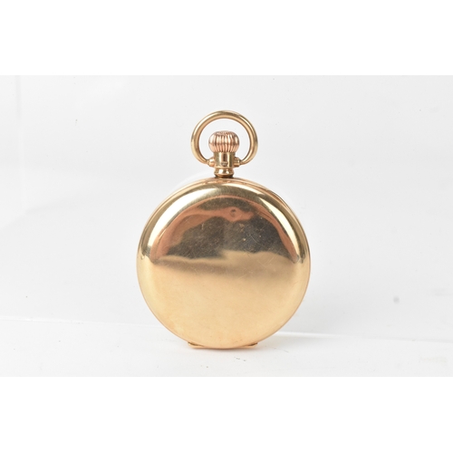 34 - A Waltham early 20th century 9ct gold full hunter pocket watch, the white enamel dial having Arabic ... 