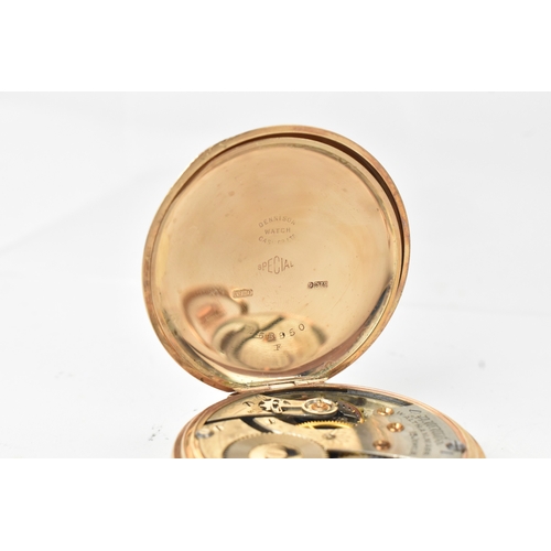 34 - A Waltham early 20th century 9ct gold full hunter pocket watch, the white enamel dial having Arabic ... 