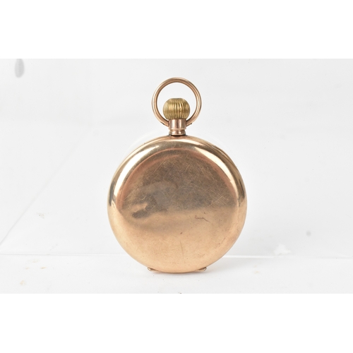 35 - An early 20th century 9ct gold half hunter pocket watch, the white enamel dial having Roman numerals... 