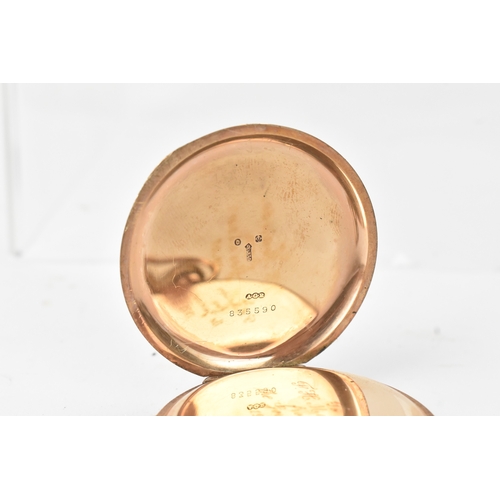 35 - An early 20th century 9ct gold half hunter pocket watch, the white enamel dial having Roman numerals... 