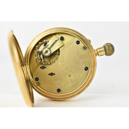 37 - A late Victorian 18ct yellow gold open face pocket watch, the white enamel dial having Roman numeral... 