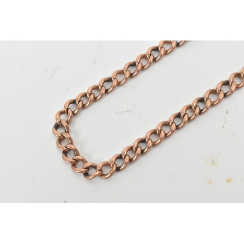 38 - A late 19th/early 20th century 9ct rose gold Albert pocket watch chain with two 9ct gold dog clip cl... 