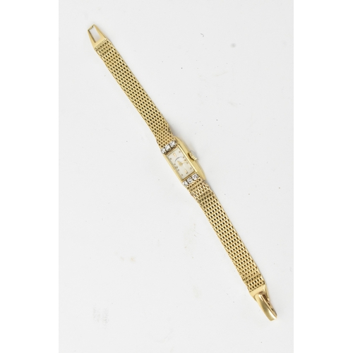 39 - A Laykin & Co manual wind, ladies, 14ct yellow gold and diamond wristwatch, circa 1950s, the rectang... 
