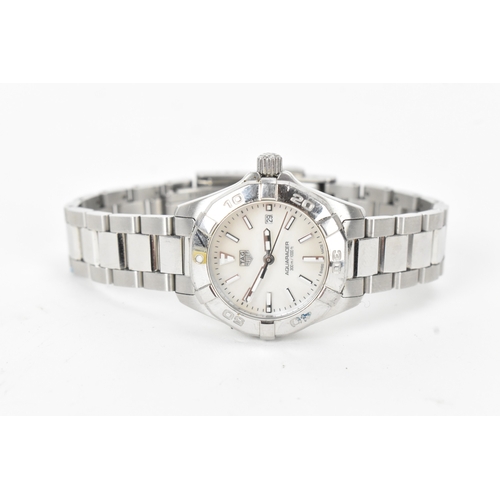 4 - A TAG Heuer Aquaracer, quartz, ladies, stainless steel wristwatch, reference no. WBD1411, the white ... 