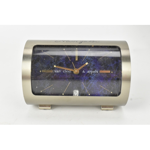 46 - A Van Cleef & Arpels ‘Navigator’ travel alarm clock, circa 1970s, having a stainless steel cylindric... 