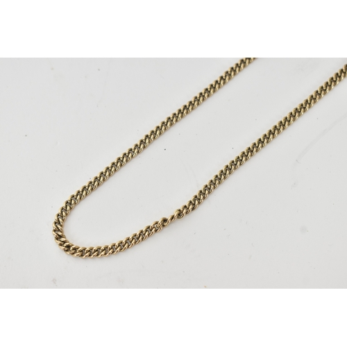 47 - A late 19th/early 20th century 9ct gold curb link pocket watch chain, having two 9ct gold dog clip c... 