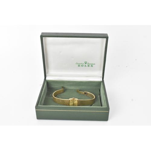 5 - A Rolex Precision, manual wind, ladies’, 9ct yellow gold wristwatch, the champagne dial with applied... 