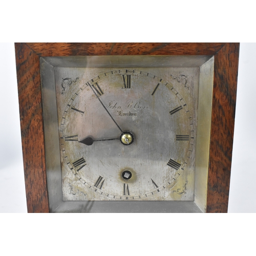 54 - A 19th century rosewood bracket clock, the silver dial signed John B Cross London, with Roman numera... 