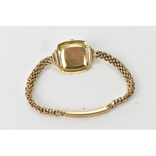 6 - A Bucherer, manual wind, ladies, 18ct and 9ct yellow gold wristwatch, circa 1970s, the square silver... 