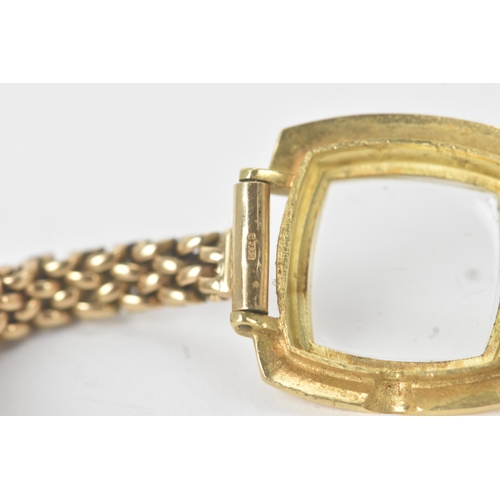 6 - A Bucherer, manual wind, ladies, 18ct and 9ct yellow gold wristwatch, circa 1970s, the square silver... 