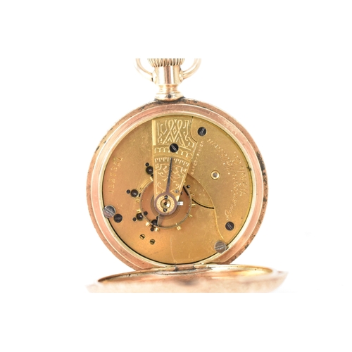 7 - A Waltham early 20th century 14ct gold full hunter pocket watch, having a white enamel dial with Rom... 