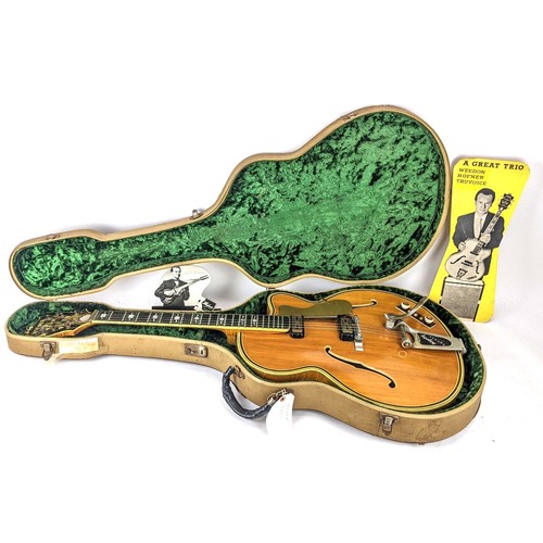 147 - A vintage Golden Hofner guitar, thin model, made in Germany, model No1 from Bert Weedon's collection...