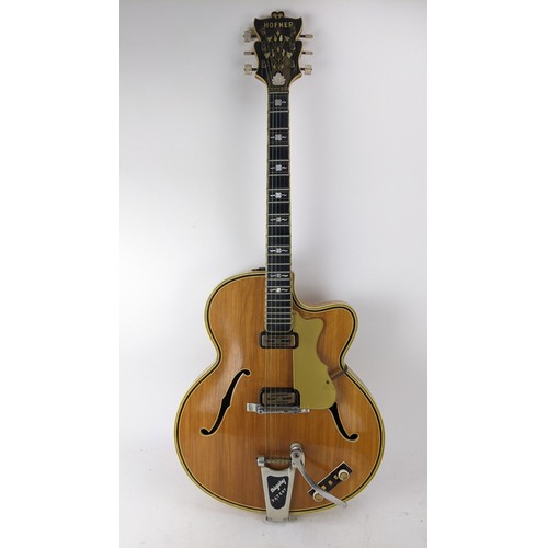 147 - A vintage Golden Hofner guitar, thin model, made in Germany, model No1 from Bert Weedon's collection... 