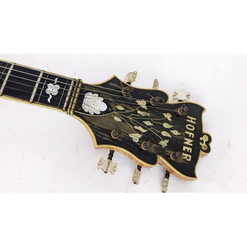 147 - A vintage Golden Hofner guitar, thin model, made in Germany, model No1 from Bert Weedon's collection... 