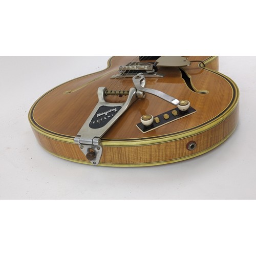 147 - A vintage Golden Hofner guitar, thin model, made in Germany, model No1 from Bert Weedon's collection... 