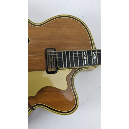 147 - A vintage Golden Hofner guitar, thin model, made in Germany, model No1 from Bert Weedon's collection... 