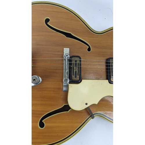 147 - A vintage Golden Hofner guitar, thin model, made in Germany, model No1 from Bert Weedon's collection... 