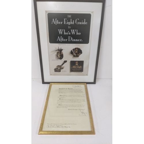 147A - *** THIS LOT HAS BEEN WITHDRAWN***A signed framed and glazed Order of the British Empire document si... 