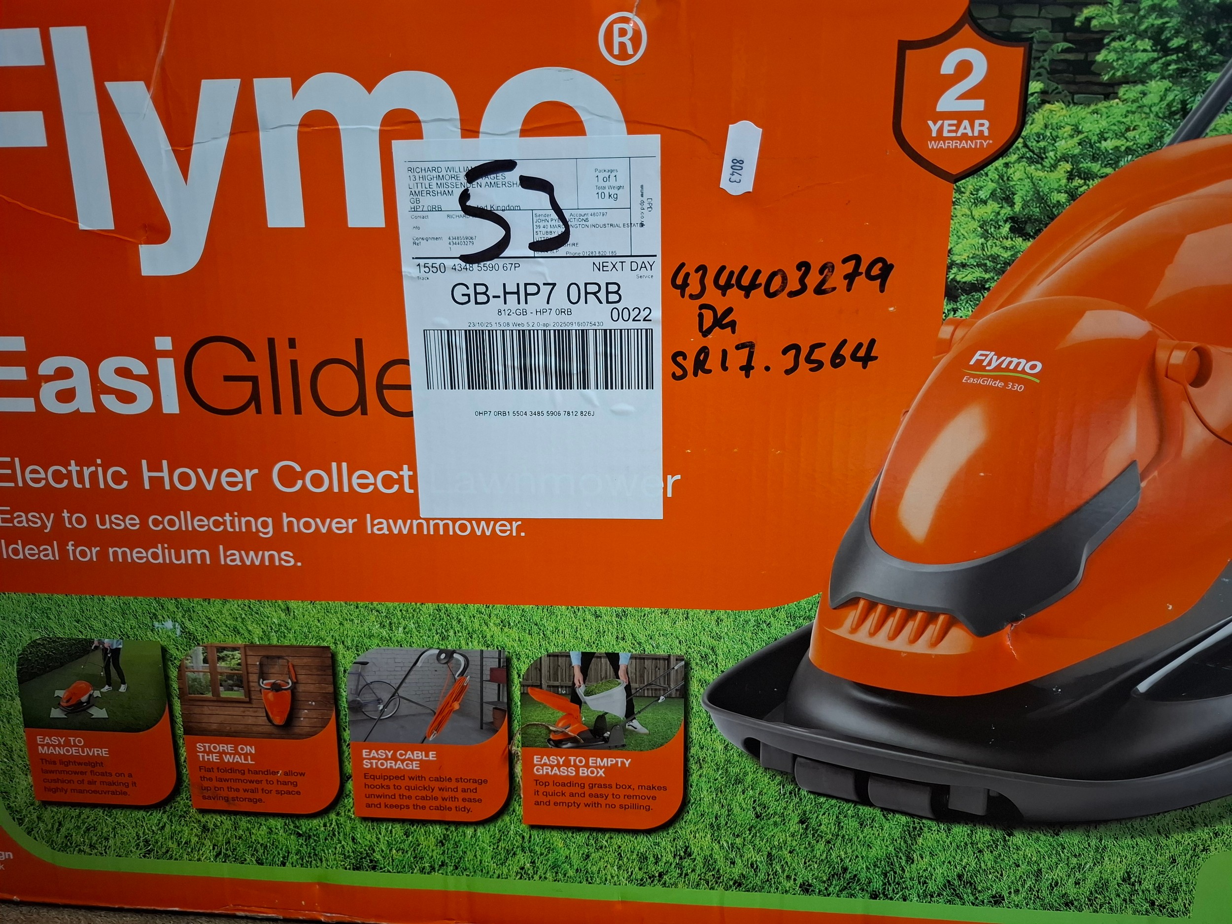 A Flymo Easy Glide 330 lawnmower in original box, appears un-used ...