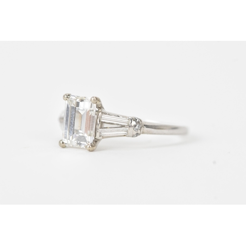 5 - A 1.47ct baguette cut diamond engagement ring, with De Beers Diamond Grading report stating the cent... 