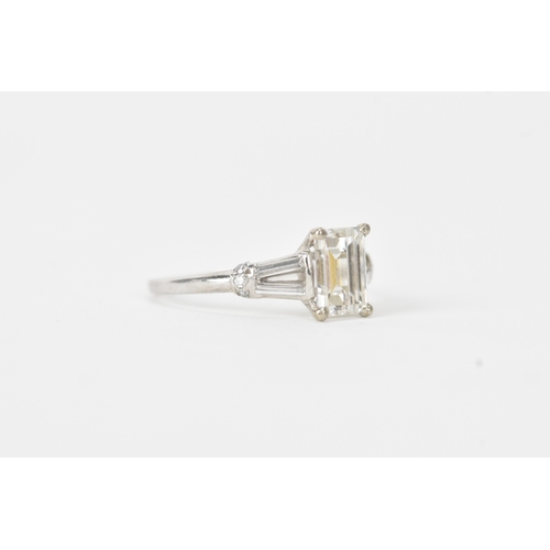 5 - A 1.47ct baguette cut diamond engagement ring, with De Beers Diamond Grading report stating the cent... 
