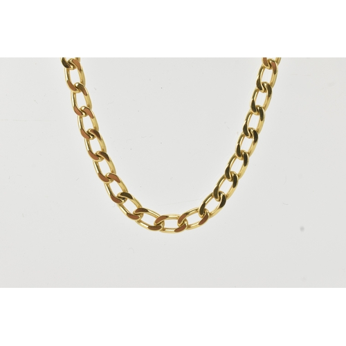 61 - An 18ct yellow gold curb link chain necklace, stamped 750, 43.5cm long, 17.7 grams 
If there is no c... 