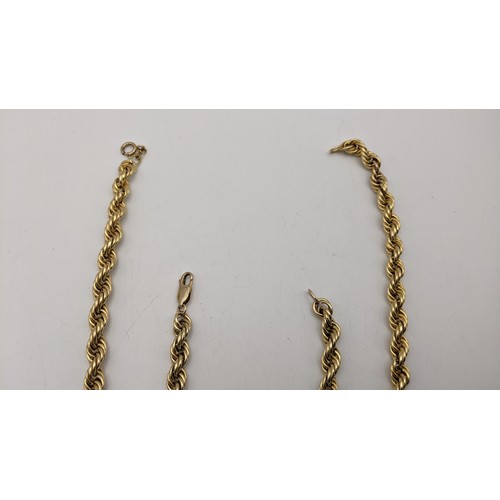 343 - A yellow gold necklace and matching bracelet, both 14ct gold with 9ct gold clasps, previously one ne... 