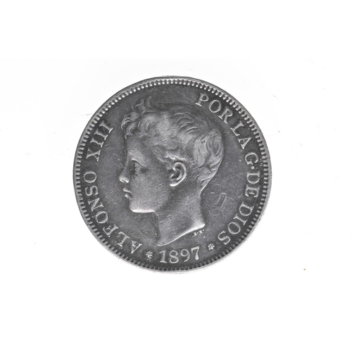 14 - Kingdom of Spain - Alfonso XIII (1886-1931), 1897 Silver 5 Pesetas.

Weight: 24.92
Silver: .900
Ref:... 