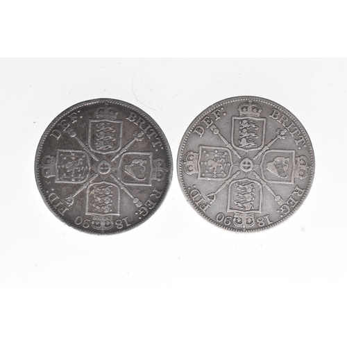 39 - United Kingdom - Victoria (1837-1901), 2x 1890 Silver Double Florins,
If there is no condition repor... 