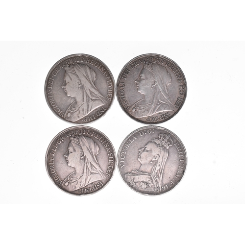40 - United Kingdom - Victoria (1937-1901), 4x Silver Crowns; 1888, 1894 LVIII,1897LXI, and 1900 LXIV,
If... 