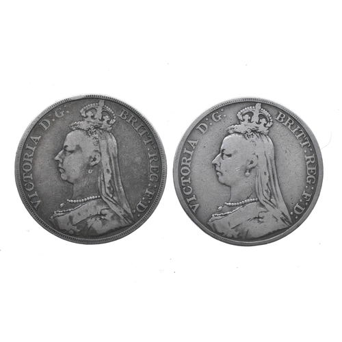 42 - United Kingdom - Victoria (1937-1901), 2x 1889 Silver Crowns,
If there is no condition report shown,... 