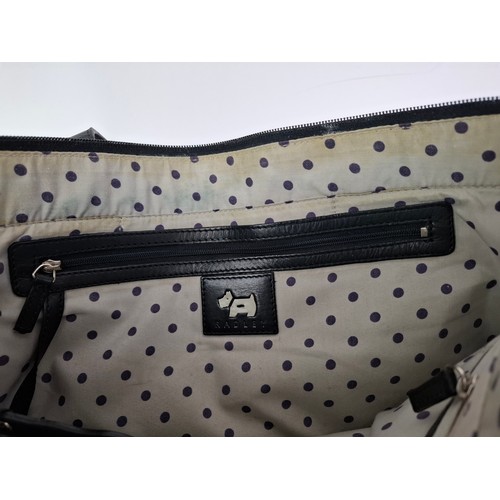 20 - Radley- Two black leather bags, one with a dog toggle and the larger bag with both dog and floral to... 