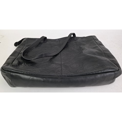 20 - Radley- Two black leather bags, one with a dog toggle and the larger bag with both dog and floral to... 