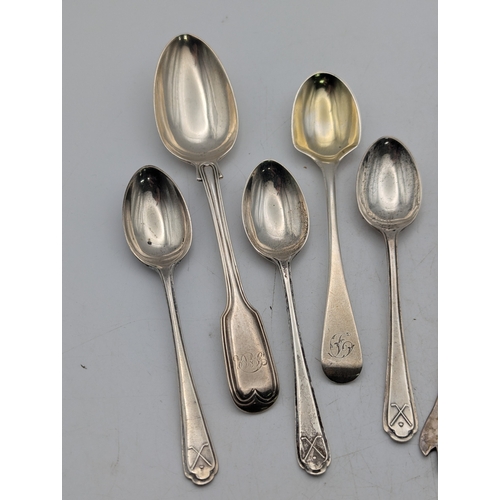 14 - Silver flatware to include pickle fork, assorted teaspoons and others, total weight 163.3g
Location:... 